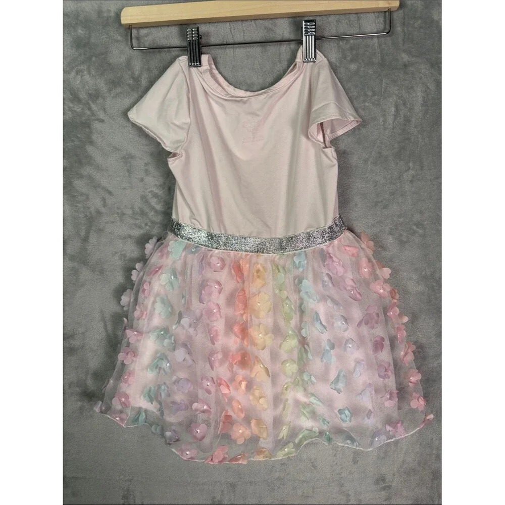 Disney Junior Minnie Mouse Pink Lavender Floral Toile Overlay Dress Size 3T